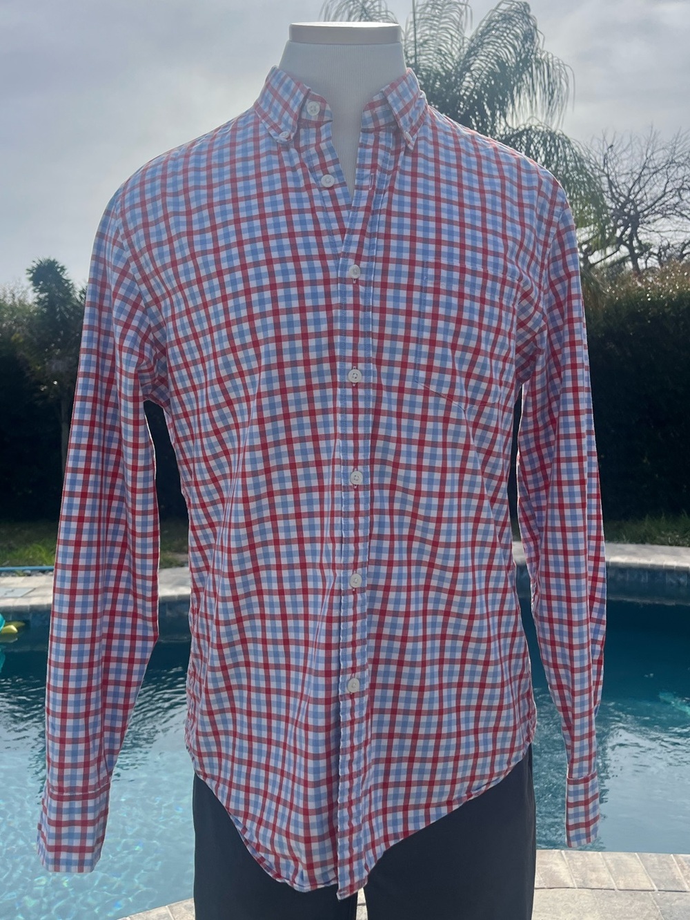 J. Crew Red and Blue Plaid Button-Down Shirt medium